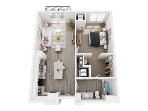 Floor plan for 1 bed, 1 bath, 787 sqft